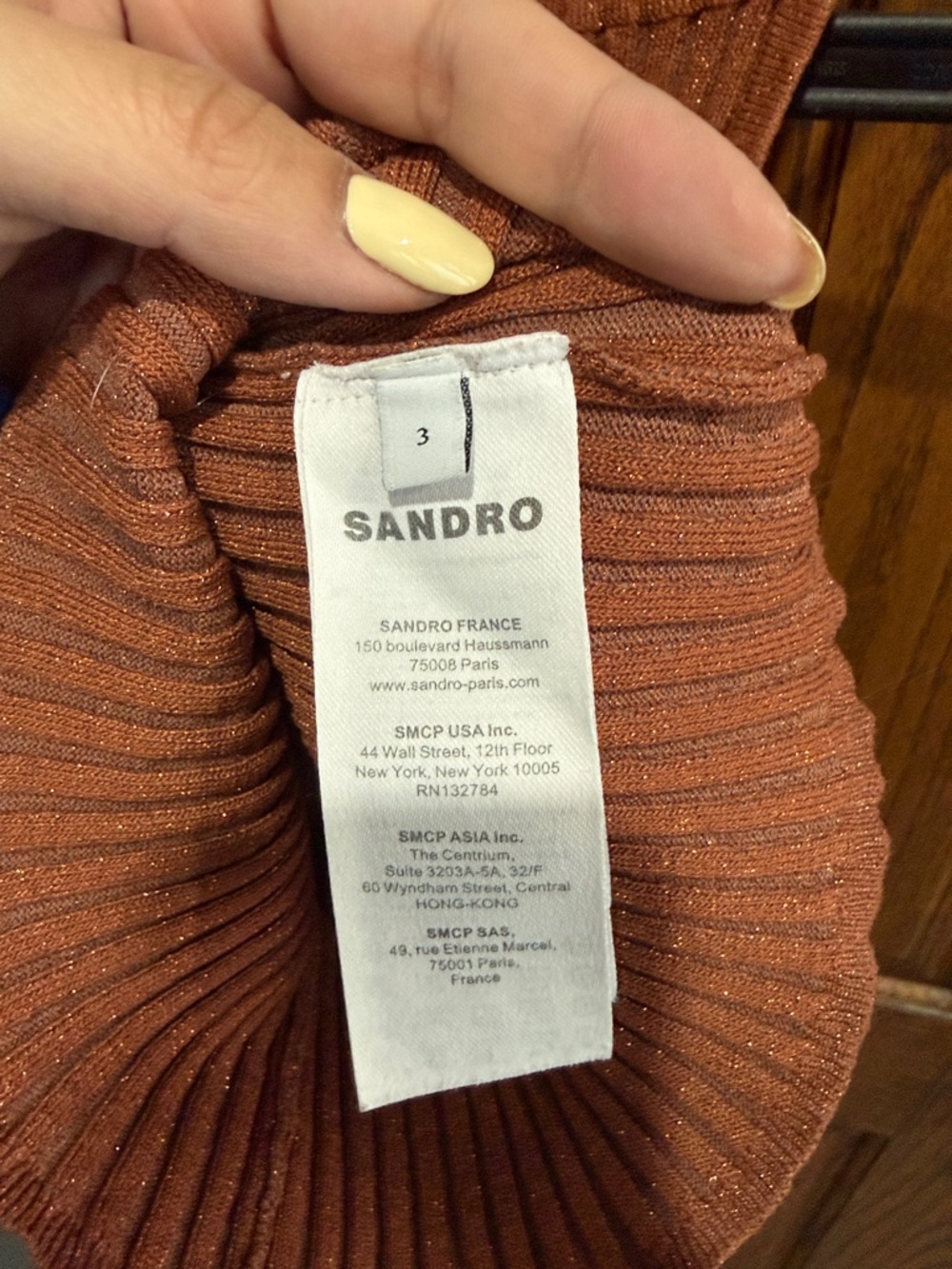 Sandro Ribbed Tank Top in Copper Rust - Picture 4 of 7